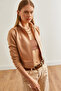 Women's Beige Zippered Scuba Jacket Ckt- 19000362