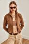 Women's Brown Zippered Scuba Jacket Ckt- 19000362 - 3