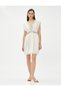 Sleeveless Mini Dress V Neck Jewelled Bow Detail - 3