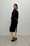 Crepe Fabric Square Collar Pencil Dress - Eggplant Purple - 5