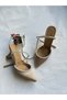 Nude Colored Satin Ankle Tie - 4