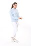 Women's Plus Size Baby Blue Wool Viscose Fabric Bat Sleeve Blouse 65N37703 - 3