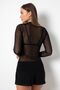 Black Tulle Sheer Blouse and Lace Bralet Set - 619 - 4