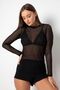 Black Tulle Sheer Blouse and Lace Bralet Set - 619 - 2