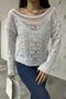 Women's White Boat Neck Openwork Knitwear Blouse 2454 - 3