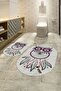 Digital Non-Slip Washable Owl Pattern Oval Bathroom Set Toilet Set, GRAY - 3