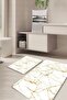 Marble Patterned Non-Slip Base Washable Set of 2 Bathroom Carpet Mat Toilet Seat Set Kt-kzht-420