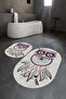 Digital Non-Slip Washable Owl Pattern Oval Bathroom Set Toilet Set, GRAY - 4