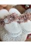 Luxury Design Standard Bridal Maternity Towel Slippers with Pearls and Brooches Women's Slippers with Brown Flowers