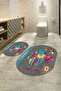 Digital Printed Non-Slip Washable Elephant Pattern Oval Bathroom Set Toilet Seat Set - 4