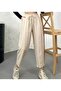 Stone Blue Linen Look Summer Lace-up Shalwar Trousers - 3878 - 4