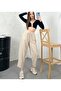 Stone Blue Linen Look Summer Lace-up Shalwar Trousers - 3878