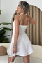 Backless Thin Straps Bell Cut V-Neck Black Dress White Engagement Dress 114 - 2