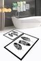 Digital Print Pcs Non-Slip Washable Leaf Double Bathroom Set Toilet Seat Set - 7