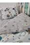 Cotton Kids 80X160 Crib Pillow Sheet Quilt Space Astronaut Gray Starry (with Quilt) - 2