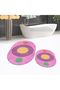 Digital Printed Non-Slip Base Washable Oval Double Bath Mat Toilet Seat Set, V-O-KLOZET-49-PINK, - 2