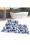 Digital Printed Non-Slip Base Washable Double Bathroom Mat Toilet Set, V-KLOZET-44-BLUE, - 3