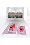 Digital Printed Non-Slip Base Washable Double Bathroom Mat Toilet Set, V-KLOZET-34-PINK,