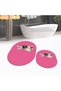 Digital Printed Non-Slip Base Washable Oval Double Bathroom Mat Toilet Seat Set, V-O-KLOZET-38-PINK, - 3