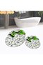 Digital Printed Non-Slip Base Washable Oval Double Bathroom Mat Toilet Seat Set, V-O-KLOZET-45-GREEN, - 2