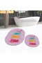 Digital Printed Non-Slip Base Washable Oval Double Bath Mat Toilet Seat Set, V-O-KLOZET-41-PINK, - 3