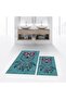 Digital Printed Non-Slip Base Washable Double Bathroom Mat Toilet Seat Set, V-KLOZET-35-BLUE,