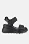 WOMEN'S BLACK GENUINE NATURAL LEATHER PADDED HEELED SANDALS
