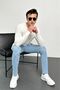 Men's Ecru Standard Fit Normal Cut Crew Neck Patterned Knitwear Sweater HLTHE012121 - 6