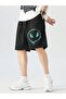 Black New Fashion Men's Black Printed Pocket Shorts