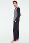 - Men's Navy Blue Oversize Pajama Set with Placket - 3