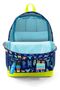 Kids Navy Blue Neon Yellow Monster Patterned Four Compartment School Backpack 23726 - 3
