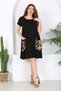 Women's Black and Brown Leopard Pattern Pocketed Standard Size Stretchy Viscose Dress - 5