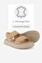 Women's Beige Patent Leather Genuine Natural Leather Short-Heeled Flat Sandals - 3