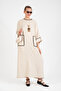 Hatunatila Crochet Collar Oversized Long Dress with Pocket Detail - 5072 - 3