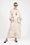Hatunatila Crochet Collar Oversized Long Dress with Pocket Detail - 5072