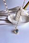 Heart Vintage Model Sparkling Purple Blue Zircon Stone Tarnish Stainless Gold Steel Necklace - 3