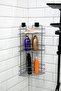 Lifetime Stainless Adhesive Bathroom Corner Rack, Shampoo Holder Three Tiers, No Drilling, No Drill Screws