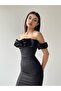 Black Off Shoulder Midi Dress - 4
