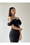 Black Off Shoulder Midi Dress - 8