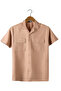 Beige Men's Summer Shirt - Short Sleeve, Double Pocket, Comfortable Fit
