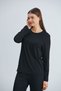 Viscose Knitted Crew Neck Long Sleeve Pajama Set Women's Black - 2