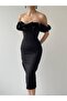 Black Off Shoulder Midi Dress - 7