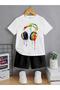 Kids' Colorful Headphone Design Printed Cotton T-Shirt and Shorts Set