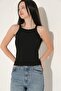 Women's Lycra Halter Neck Thin Strap Summer Blouse Knitwear Undershirt Black - 8