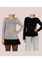 Women's Long Sleeve Stretch Fabric Stretchy Round Neck Crew neck (2 Pieces) - 3