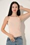 Women's Lycra Halter Neck Thin Strap Summer Blouse Knitwear Undershirt Powder - 3