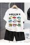 Kids' Which Printed Top and Bottom %100 Cotton T-Shirt and Shorts Set