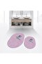Digital Printed Non-Slip Base Washable Oval Double Bath Mat Toilet Seat Set, V-O-KLOZET-36-PINK,