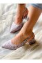 Maria Powder Linen Heel Sandals Shoes - 6