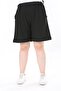 Women's Plus Size Black Wrapped Fabric Elastic Waist Side Pocket Shorts 65N37979 - 5